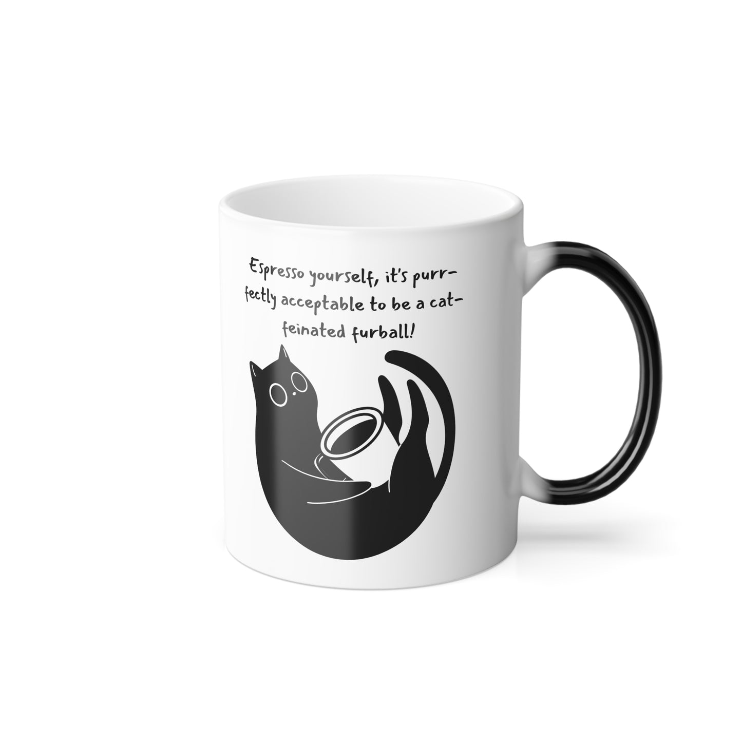 Funny Coffee Cat Color Morphing Mug, 11oz
