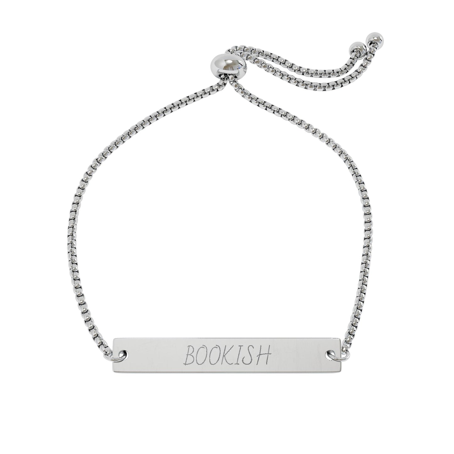 Bookish Name Bar Bracelet Adjustable Flat Bar Bracelet | Personalized ID Bar