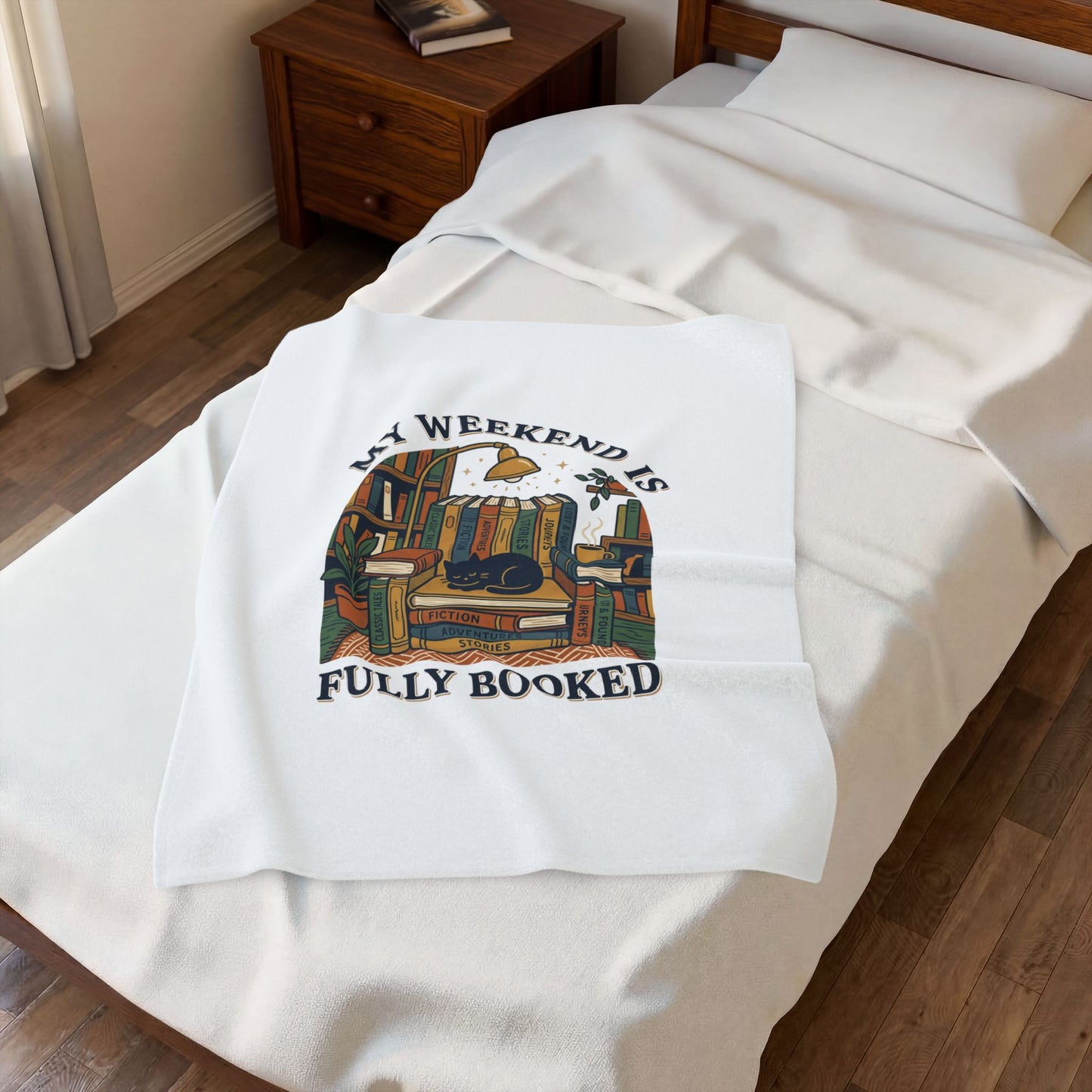 Fully Booked Velveteen Plush Blanket | Book Lover, Cozy Reader