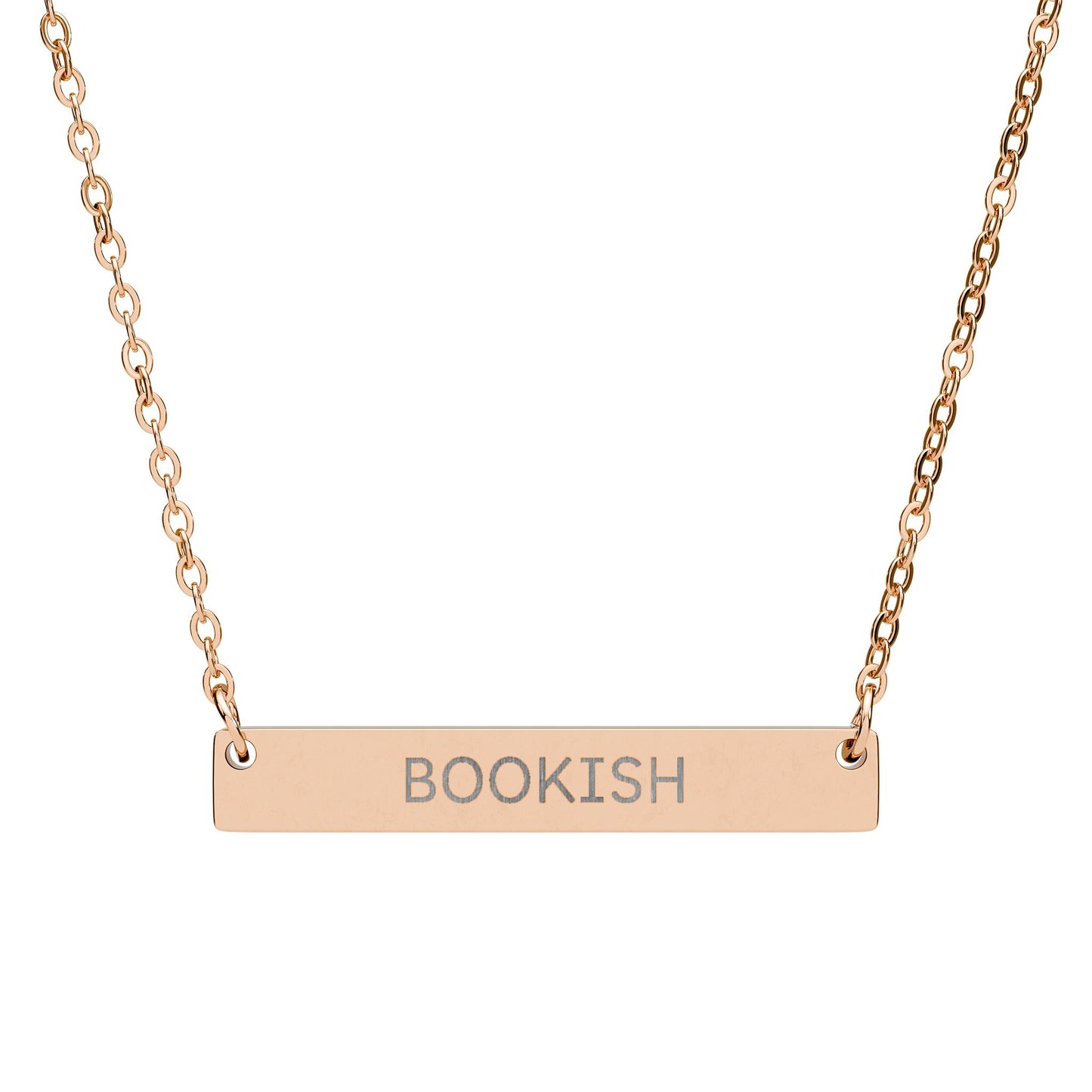 Bookish horizontal bar necklace | engraved name plate necklace