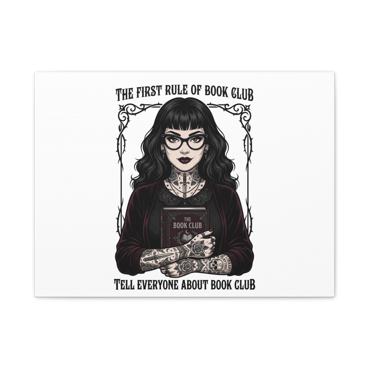 Book Club Rule Canvas | Book Lover, Dark Academia Reading Decor
