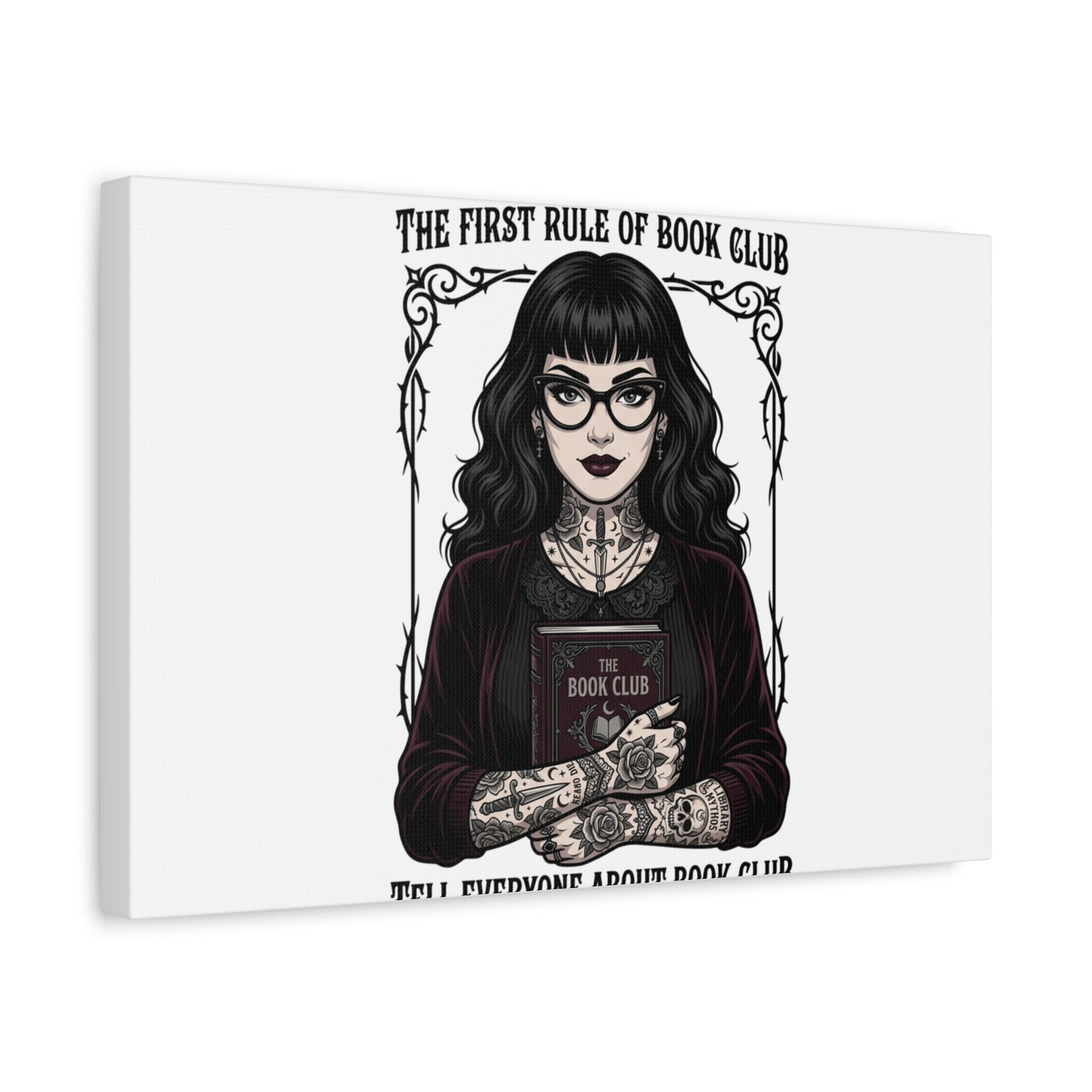Book Club Rule Canvas | Book Lover, Dark Academia Reading Decor