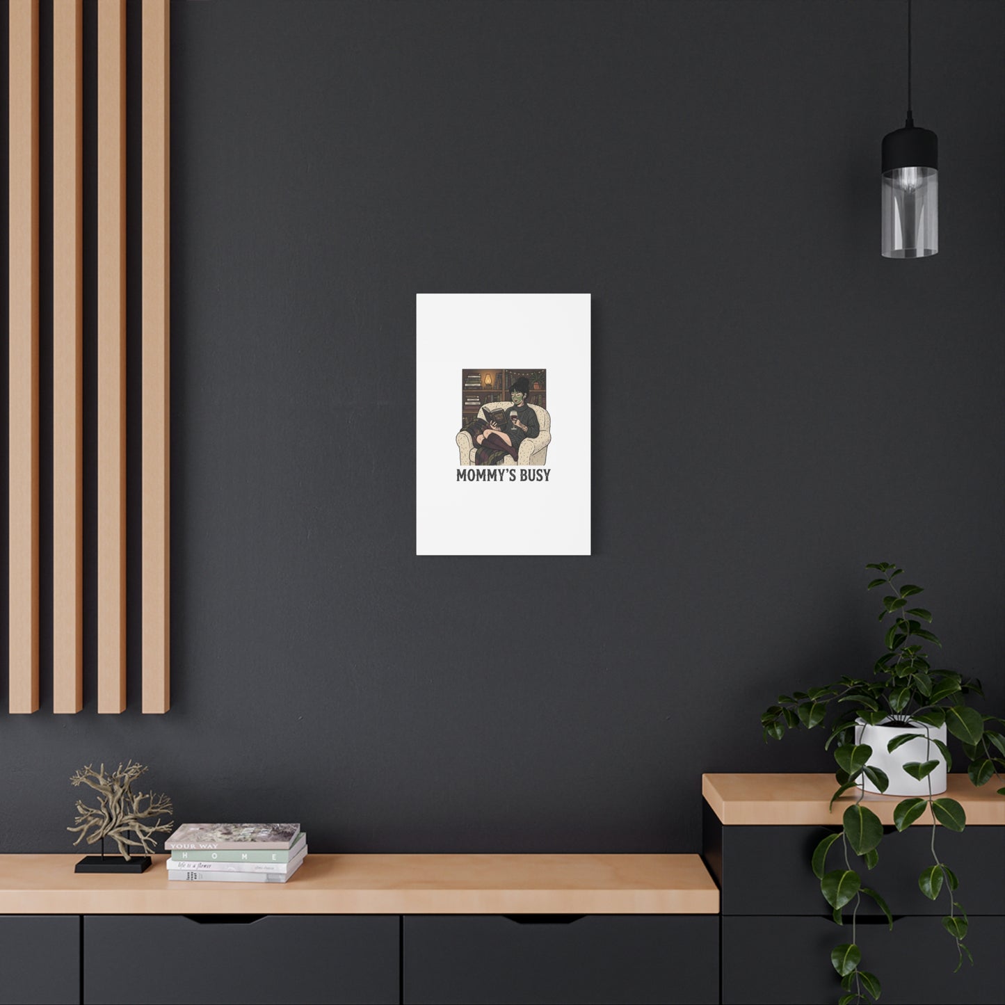 Mommy's Busy Reading Canvas, Book Lover Wall Art | Cozy Reader, Dark Academia