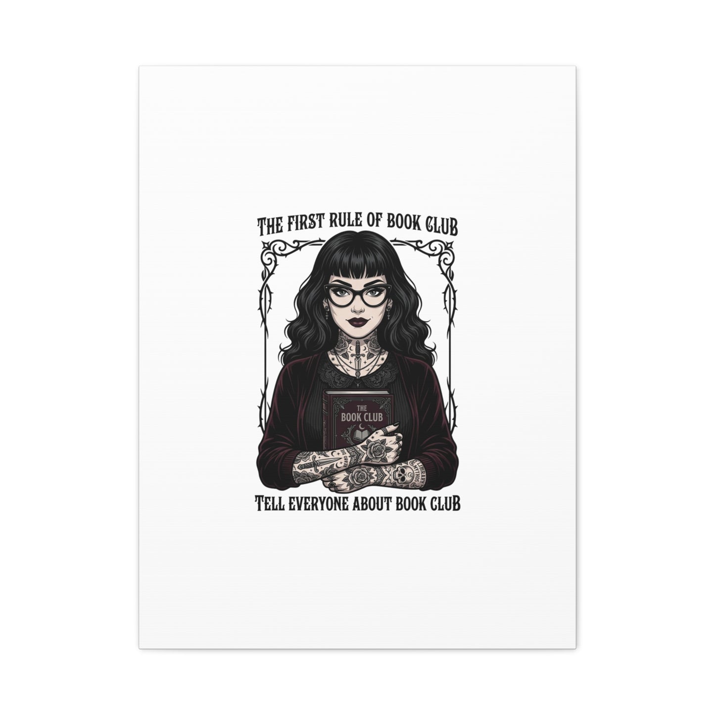 Book Club Rule Canvas | Book Lover, Dark Academia Reading Decor
