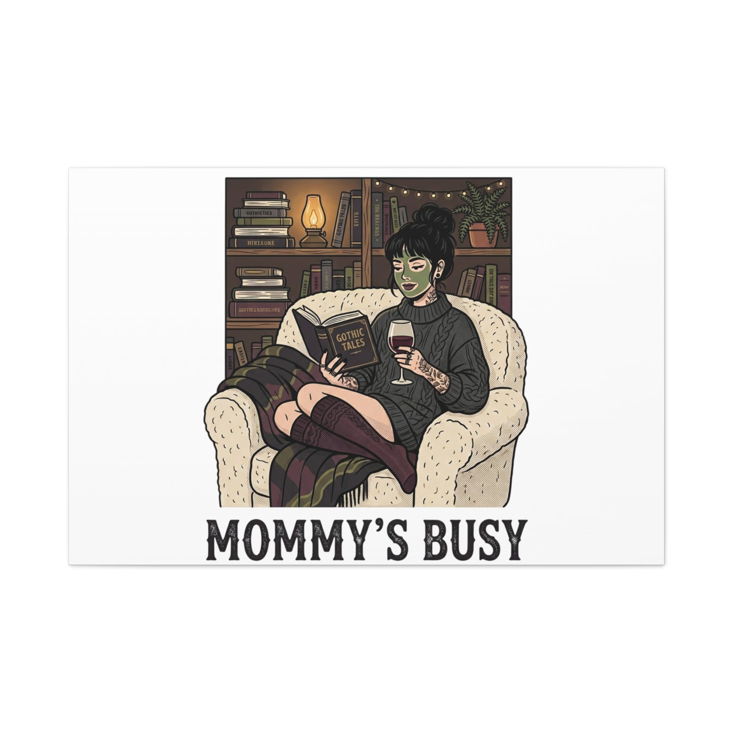 Mommy's Busy Reading Canvas, Book Lover Wall Art | Cozy Reader, Dark Academia