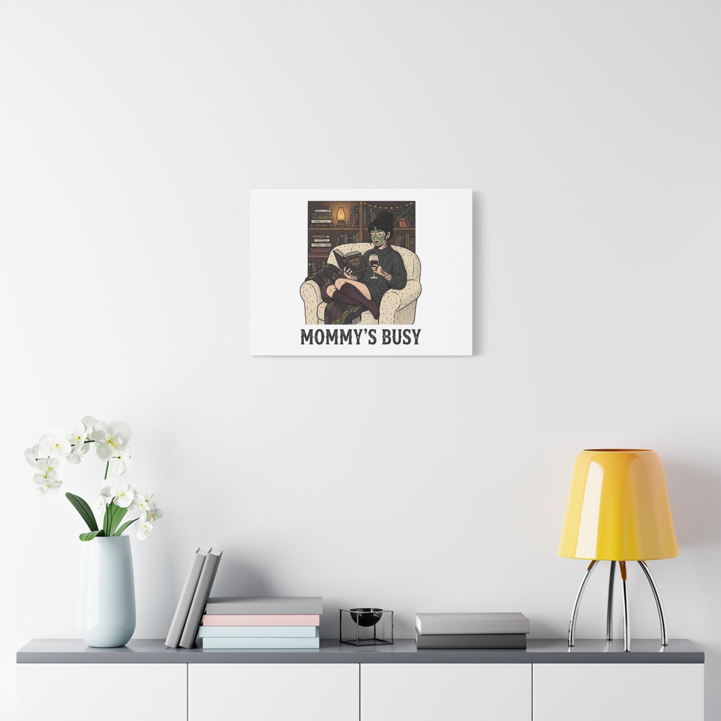 Mommy's Busy Reading Canvas, Book Lover Wall Art | Cozy Reader, Dark Academia