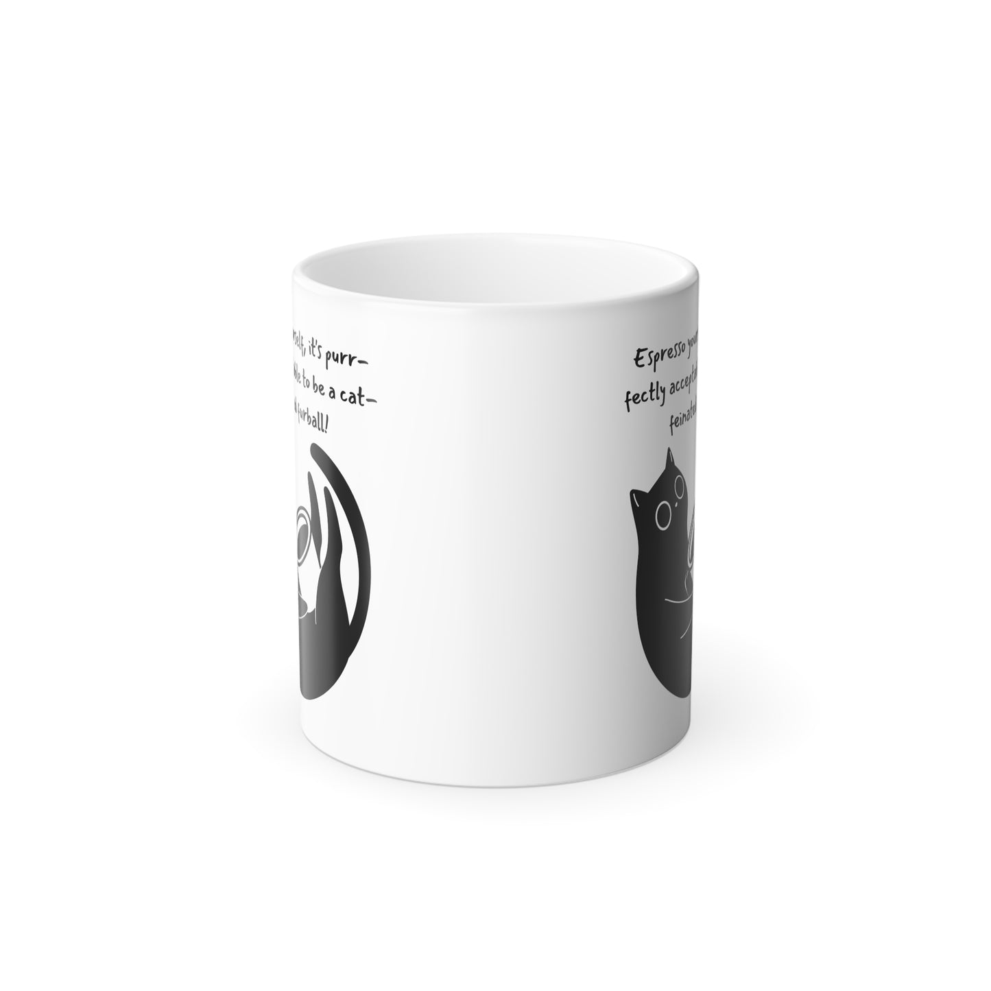Funny Coffee Cat Color Morphing Mug, 11oz