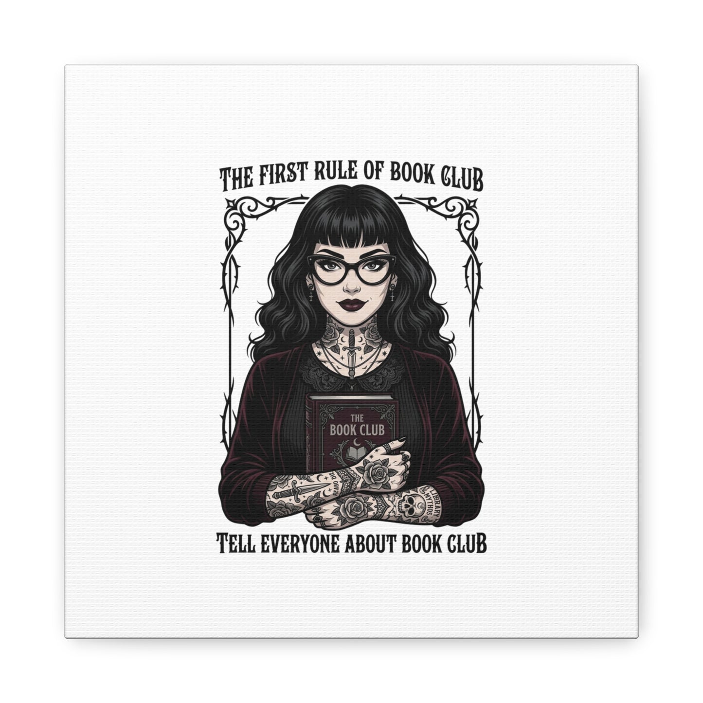 Book Club Rule Canvas | Book Lover, Dark Academia Reading Decor