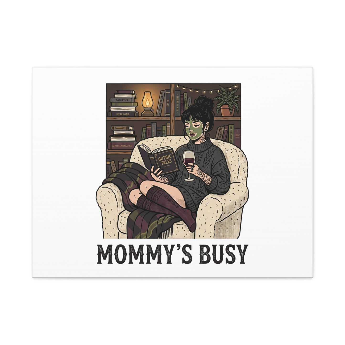 Mommy's Busy Reading Canvas, Book Lover Wall Art | Cozy Reader, Dark Academia