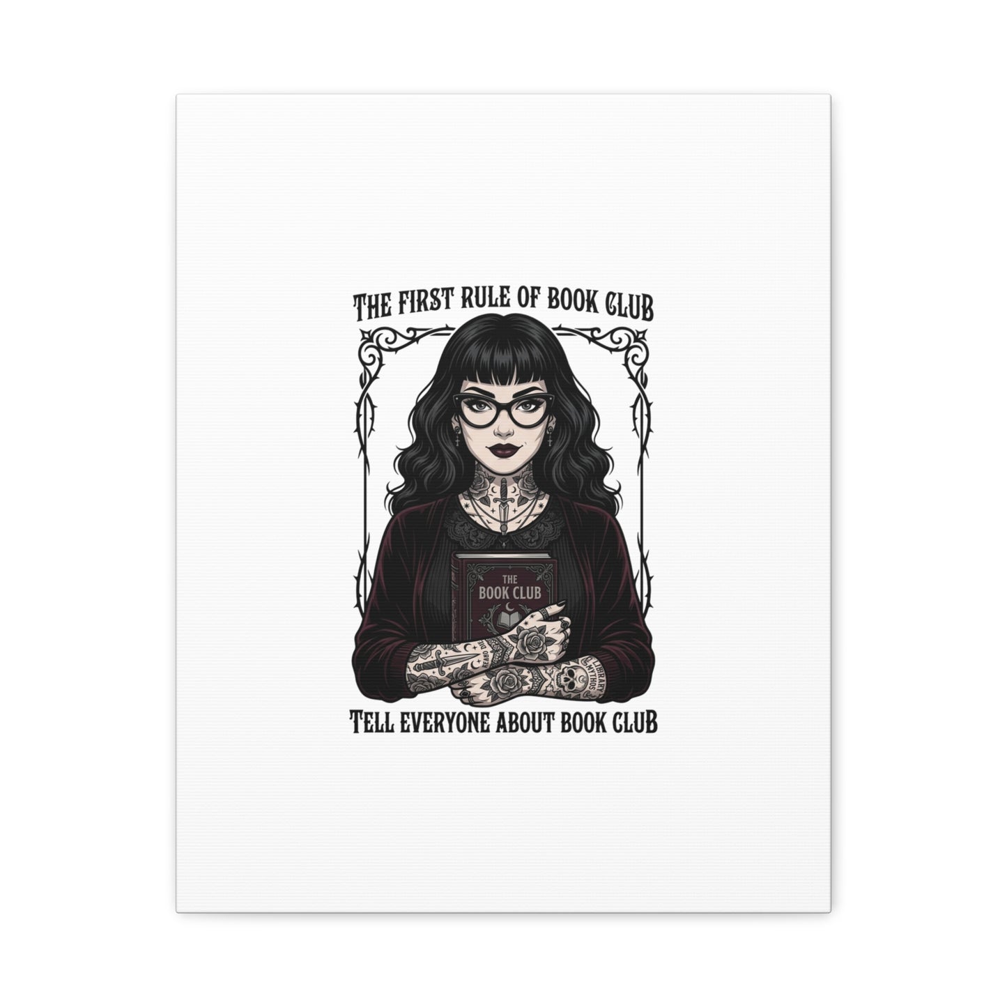 Book Club Rule Canvas | Book Lover, Dark Academia Reading Decor