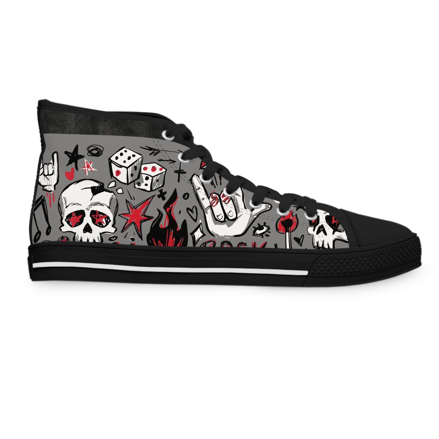 Women's Not A Phase High Top Sneakers — Rock Skull Punk Graphic Canvas Shoes