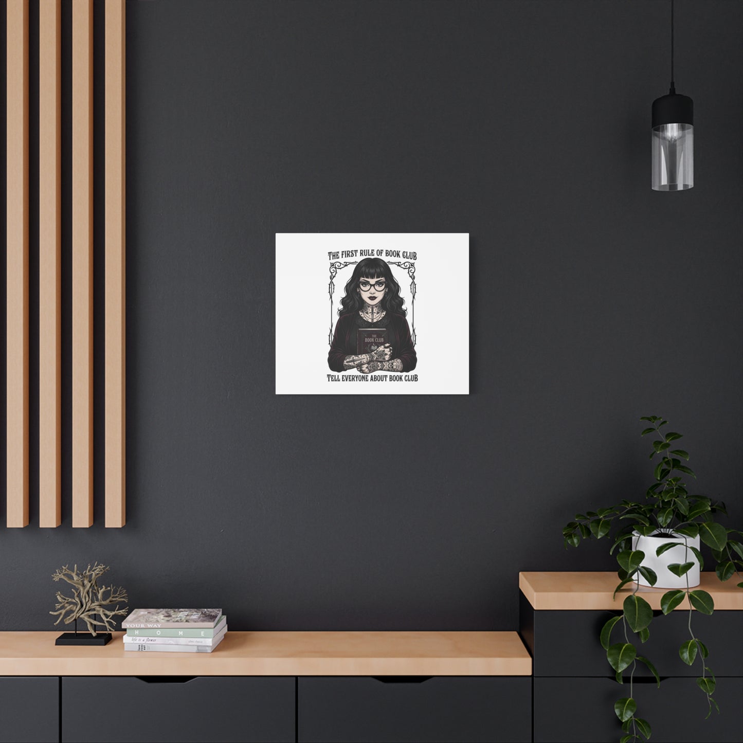 Book Club Rule Canvas | Book Lover, Dark Academia Reading Decor