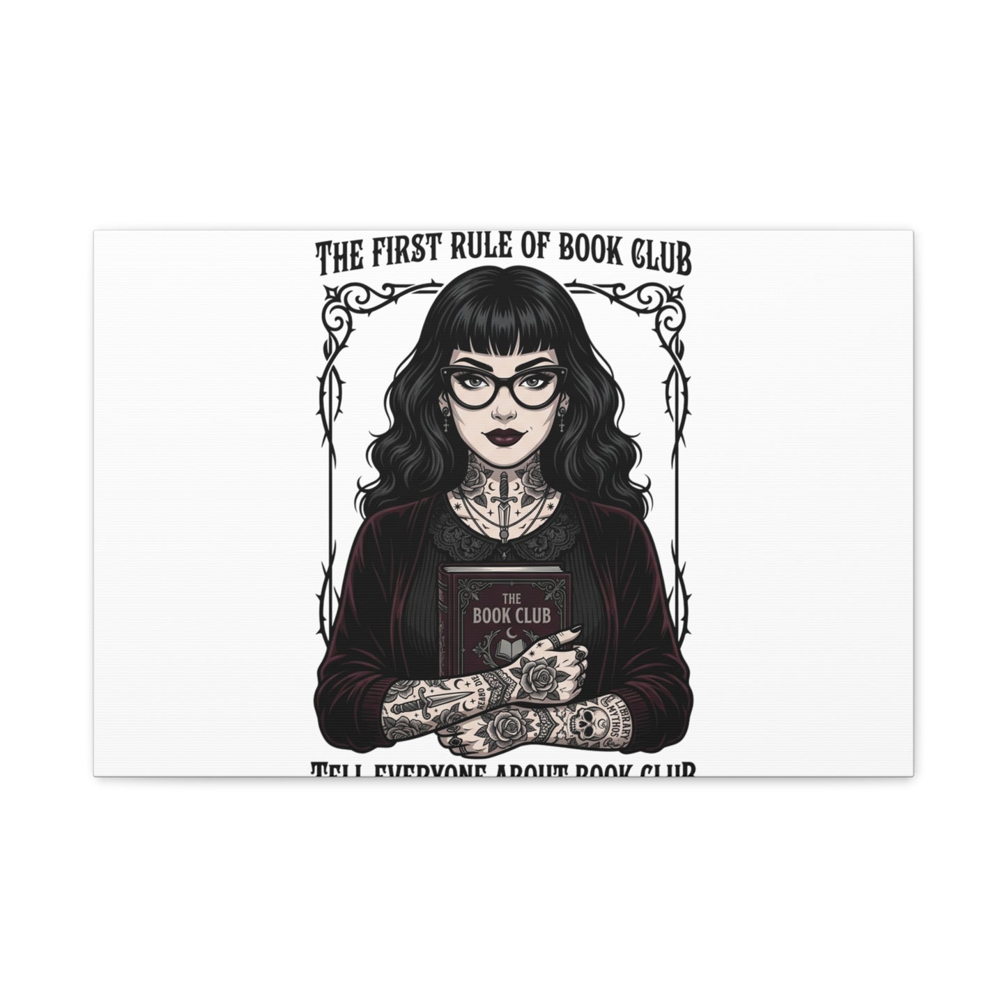 Book Club Rule Canvas | Book Lover, Dark Academia Reading Decor