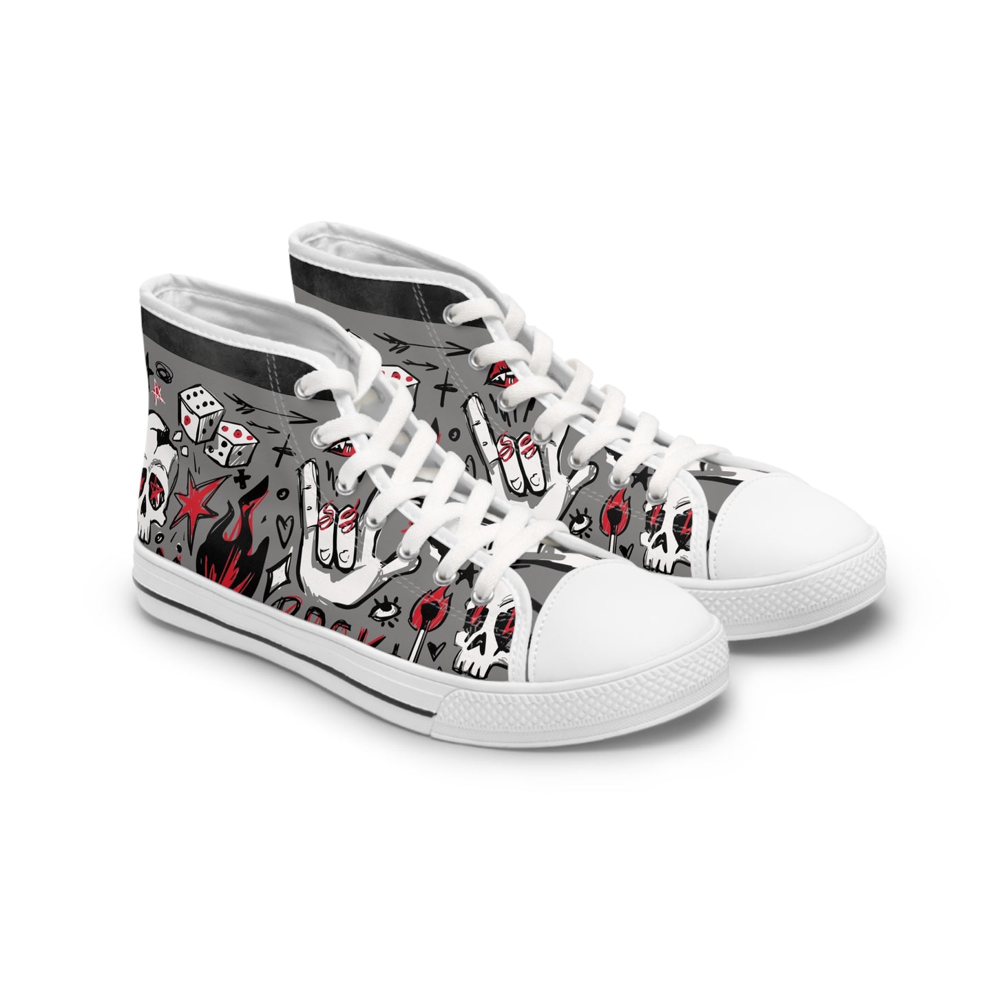 Women's Not A Phase High Top Sneakers — Rock Skull Punk Graphic Canvas Shoes