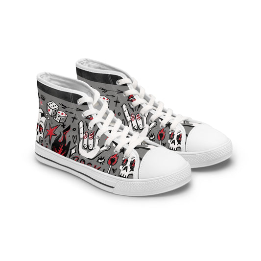 Women's Not A Phase High Top Sneakers — Rock Skull Punk Graphic Canvas Shoes