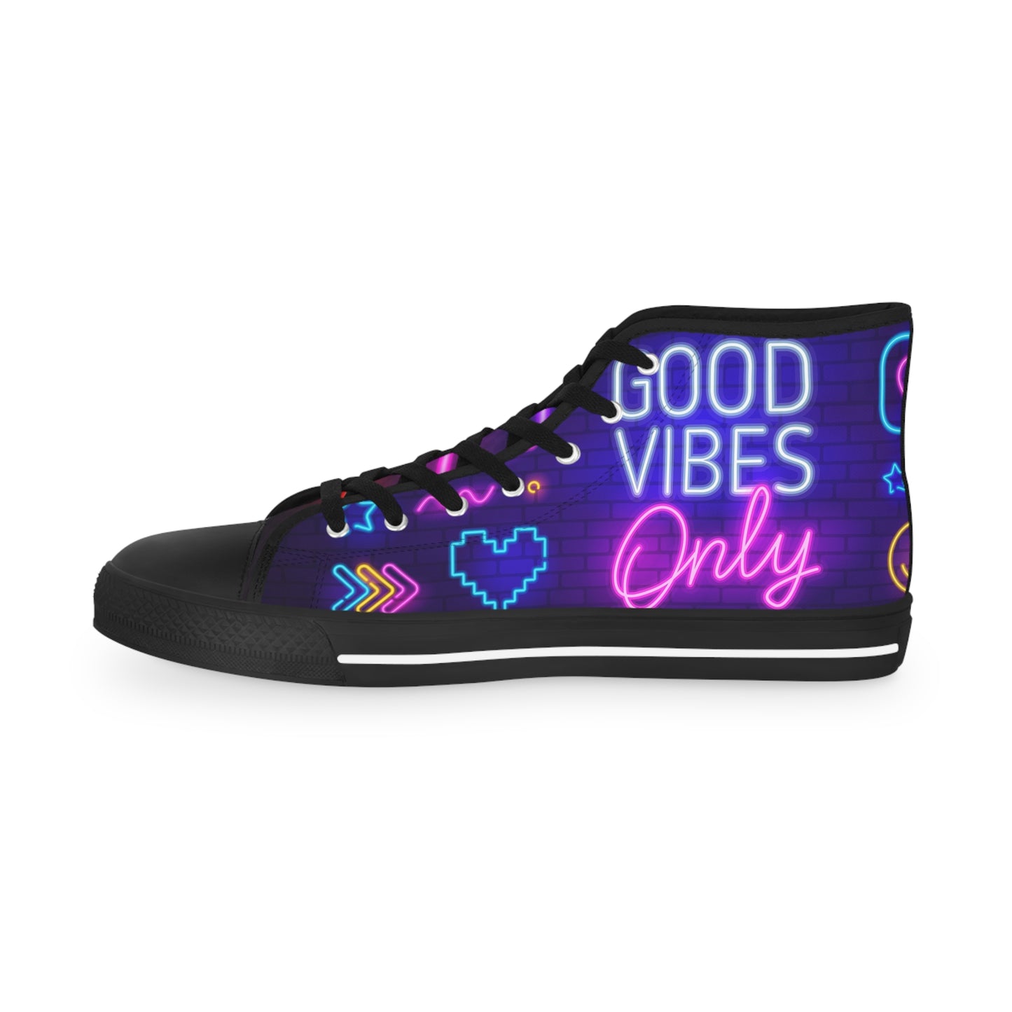 Men's Good Vibes Good Times High Top Sneakers — Neon 'Good Vibes' Street Style Men's Sneakers