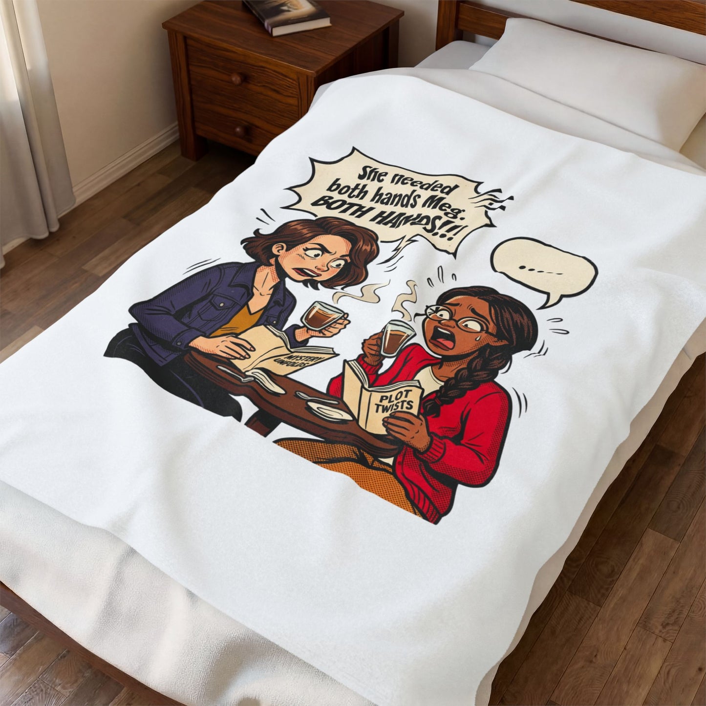 Bookish Comic Quote Velveteen Plush Blanket | Cozy Reader, Library Aesthetic