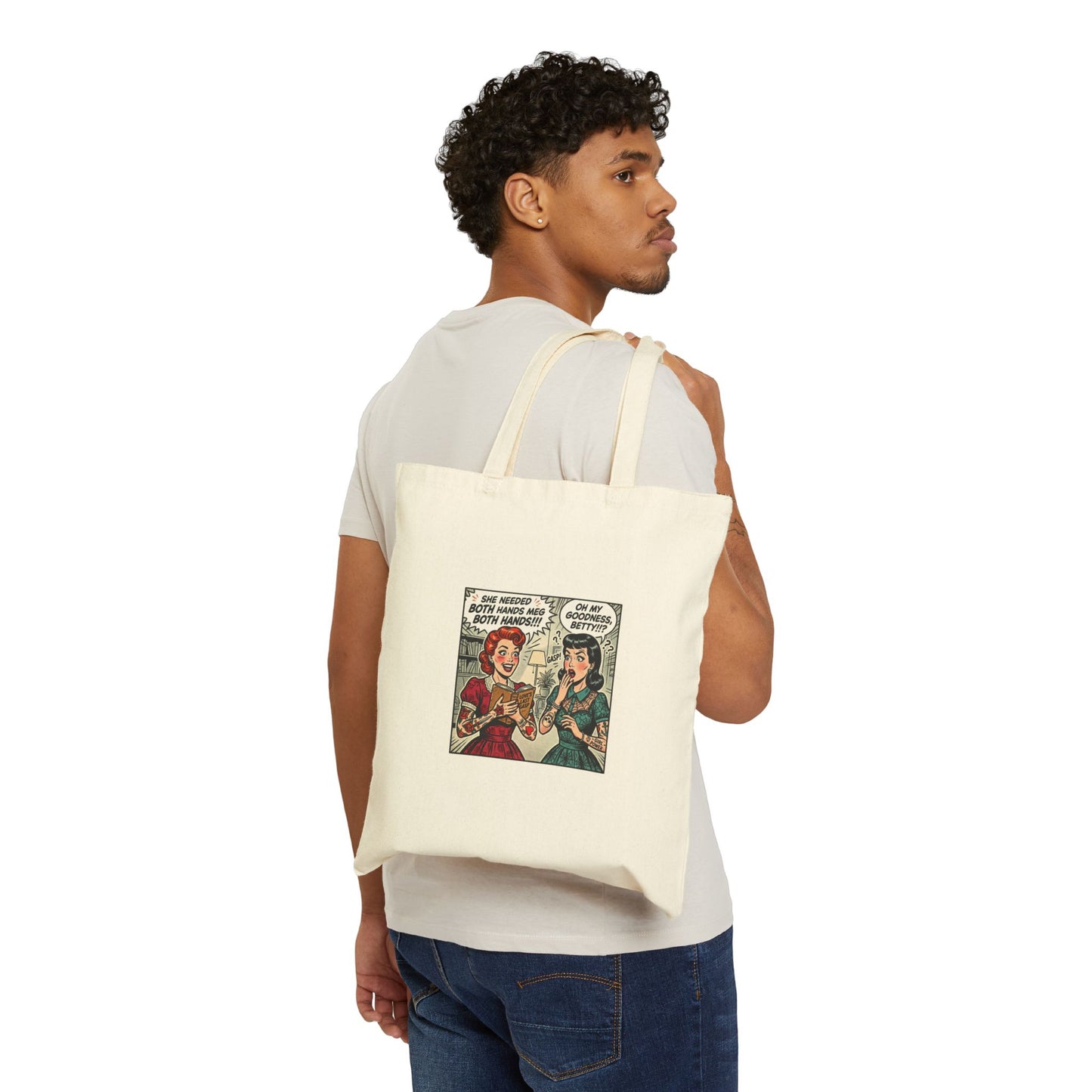 Bookish Comic Panel Tote | Library Tote, Cozy Reader Bag