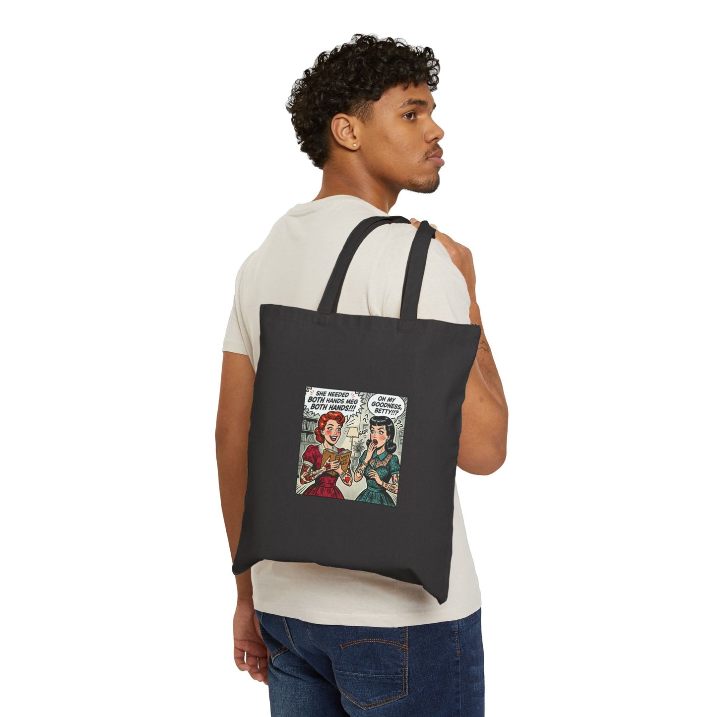 Bookish Comic Panel Tote | Library Tote, Cozy Reader Bag