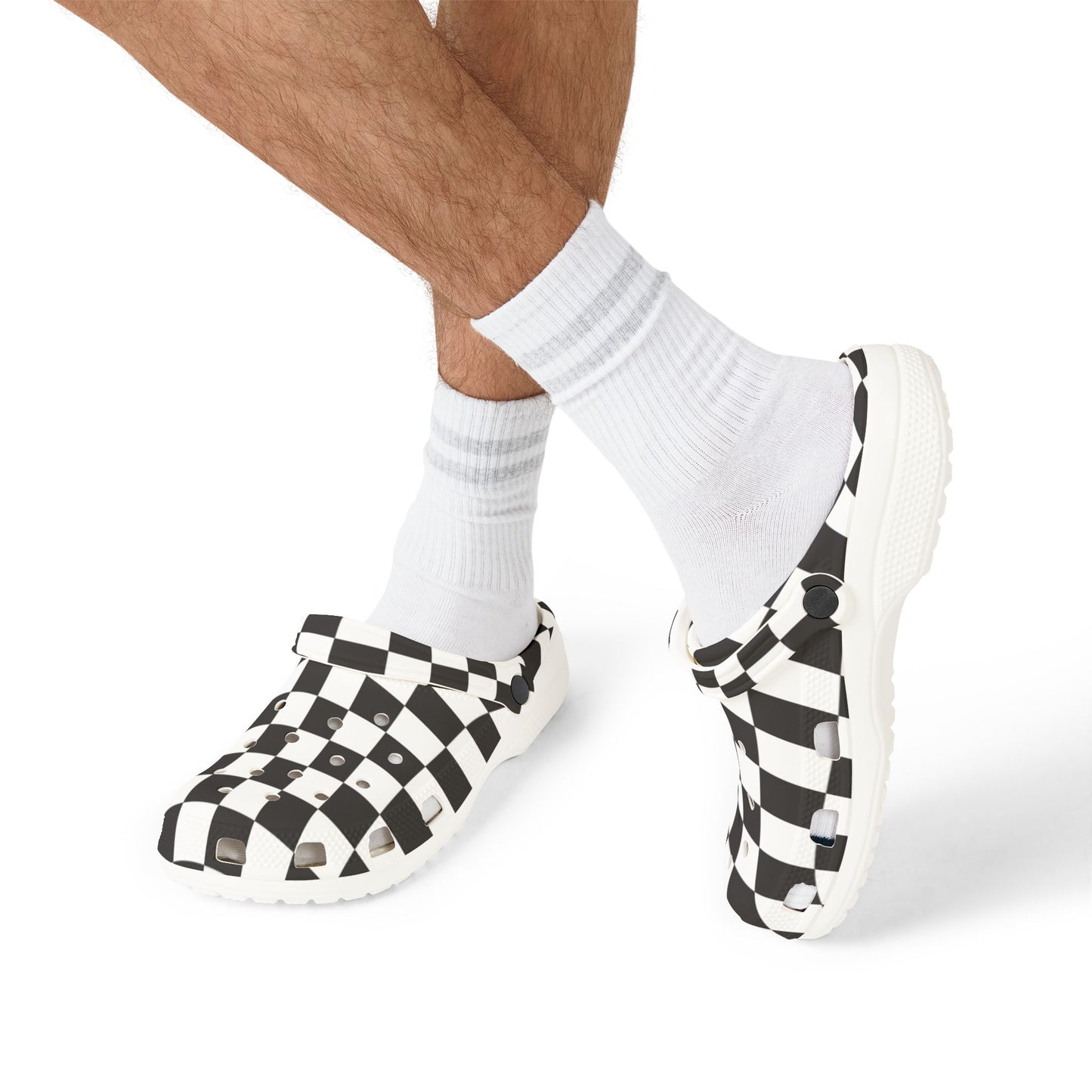 Unisex Checkerboard EVA Clogs - Black & White Slip-On Foam Shoes