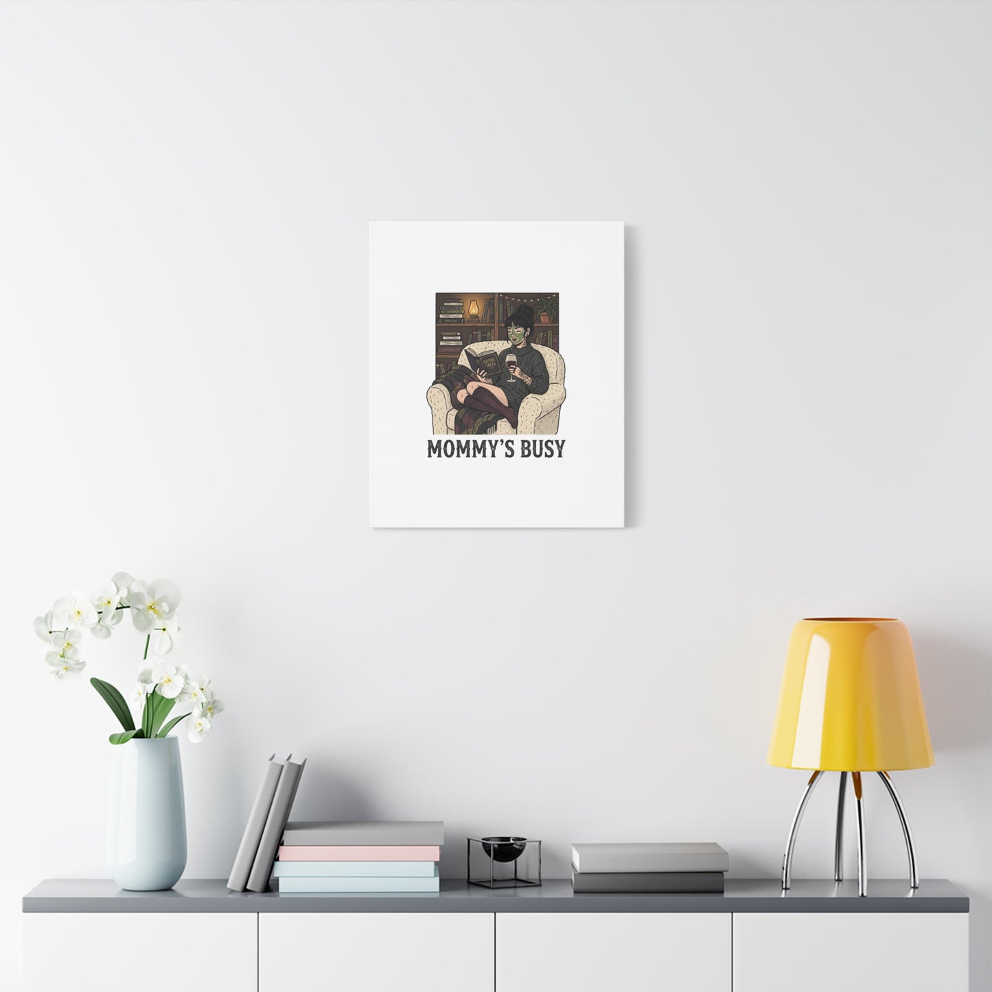 Mommy's Busy Reading Canvas, Book Lover Wall Art | Cozy Reader, Dark Academia