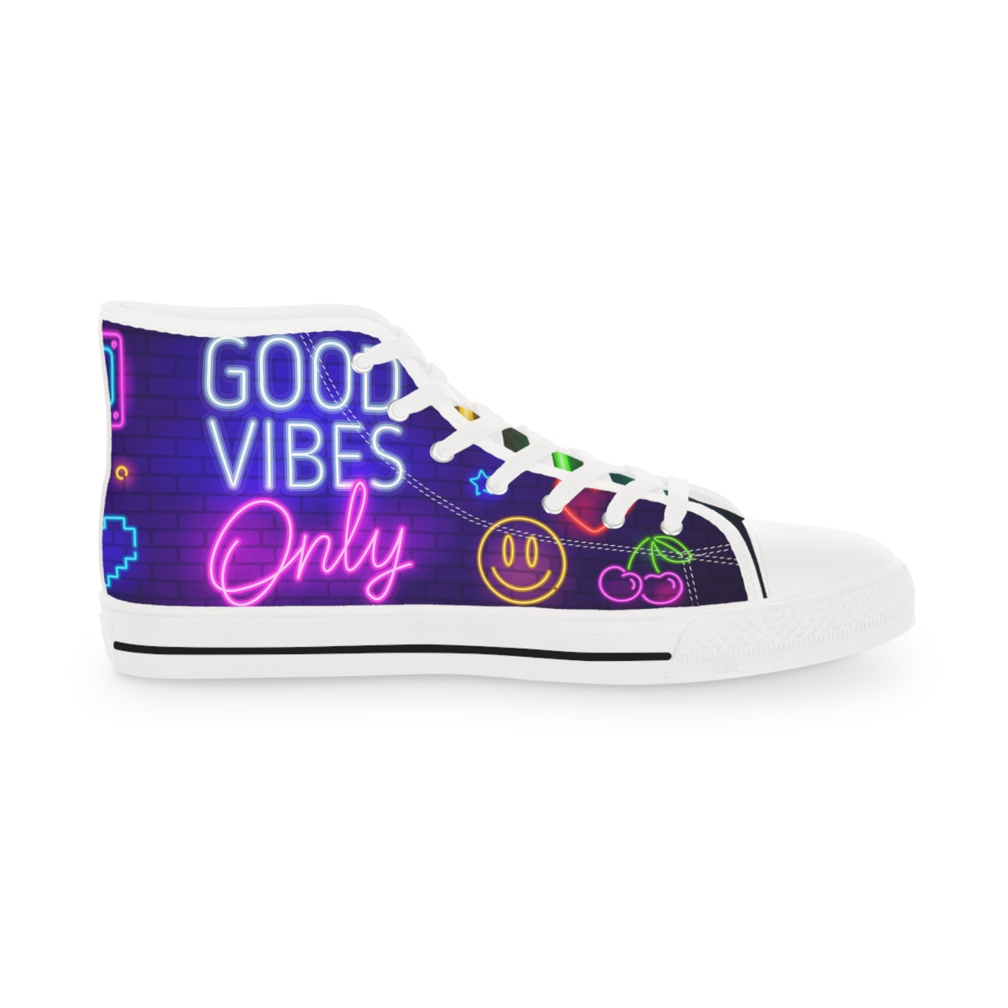 Men's Good Vibes Good Times High Top Sneakers — Neon 'Good Vibes' Street Style Men's Sneakers