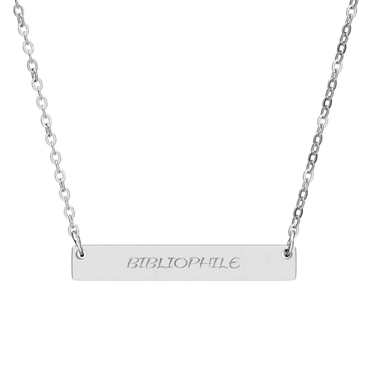 Bibliophile Engraved Bar Necklace | Horizontal Name Plate Necklace
