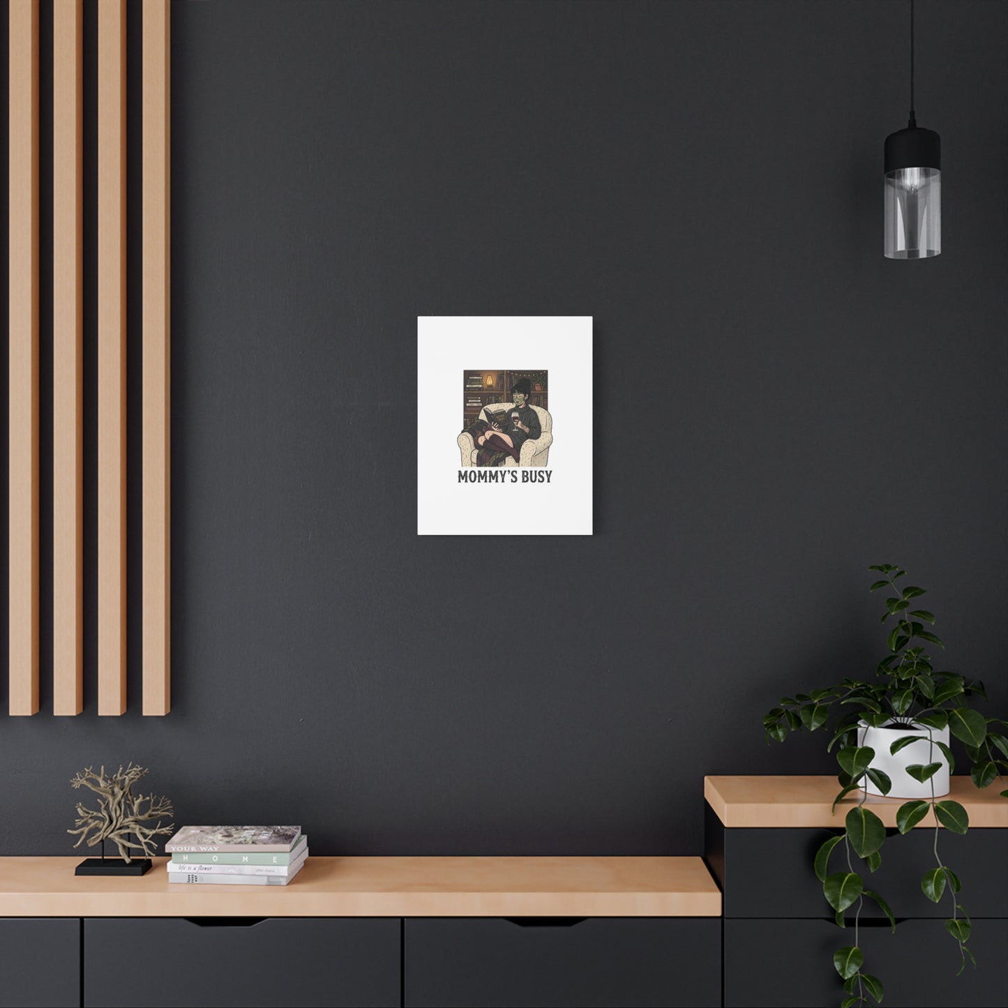 Mommy's Busy Reading Canvas, Book Lover Wall Art | Cozy Reader, Dark Academia