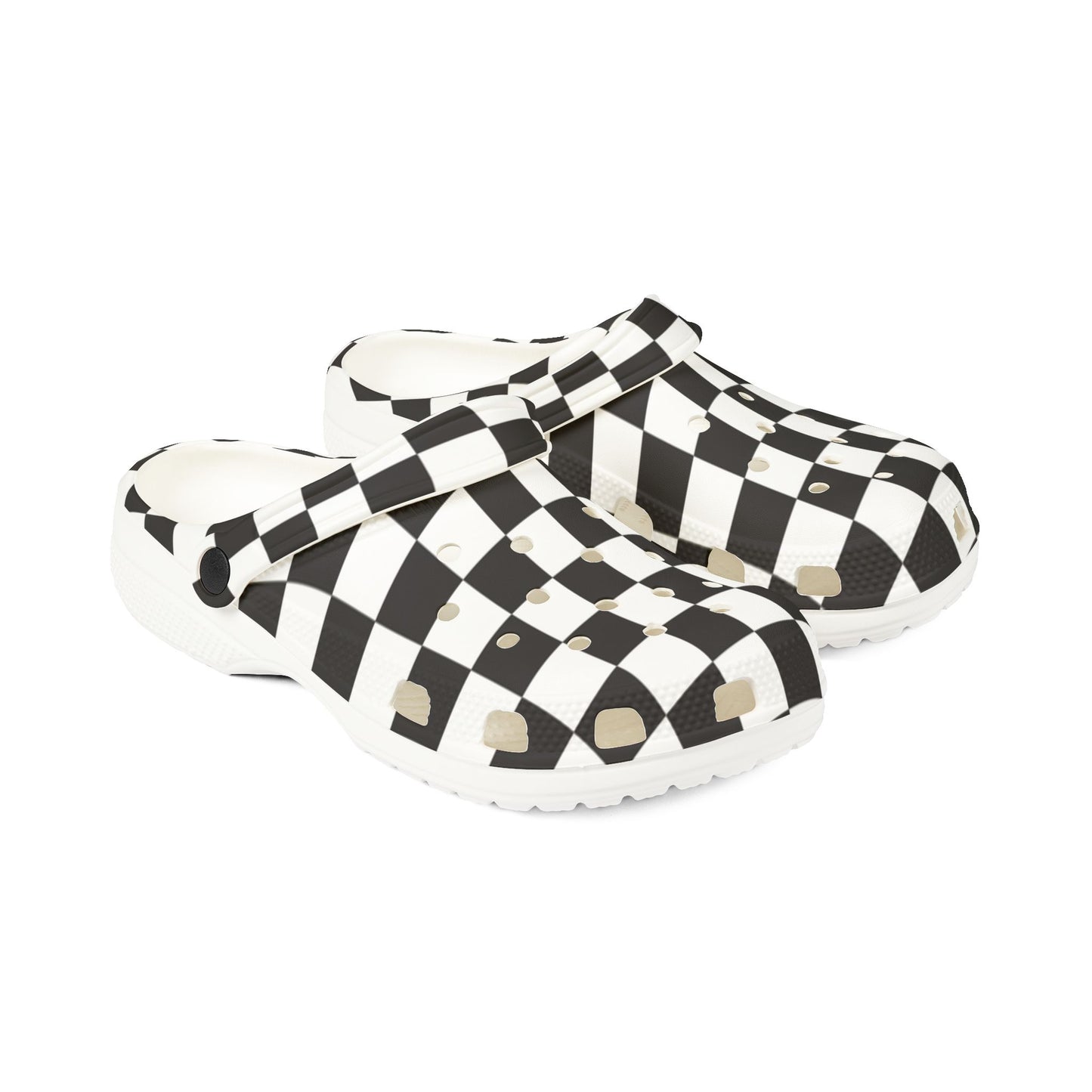 Unisex Checkerboard EVA Clogs - Black & White Slip-On Foam Shoes