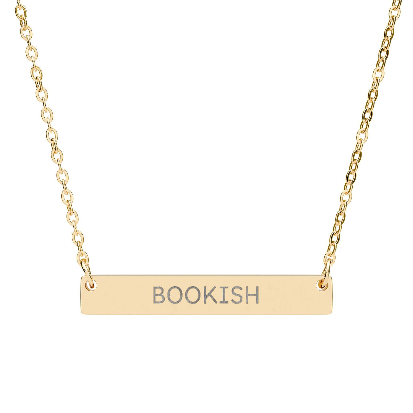 Bookish horizontal bar necklace | engraved name plate necklace