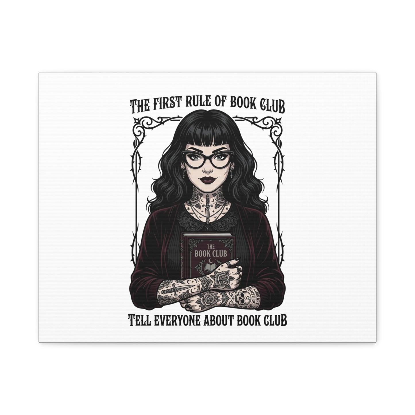 Book Club Rule Canvas | Book Lover, Dark Academia Reading Decor