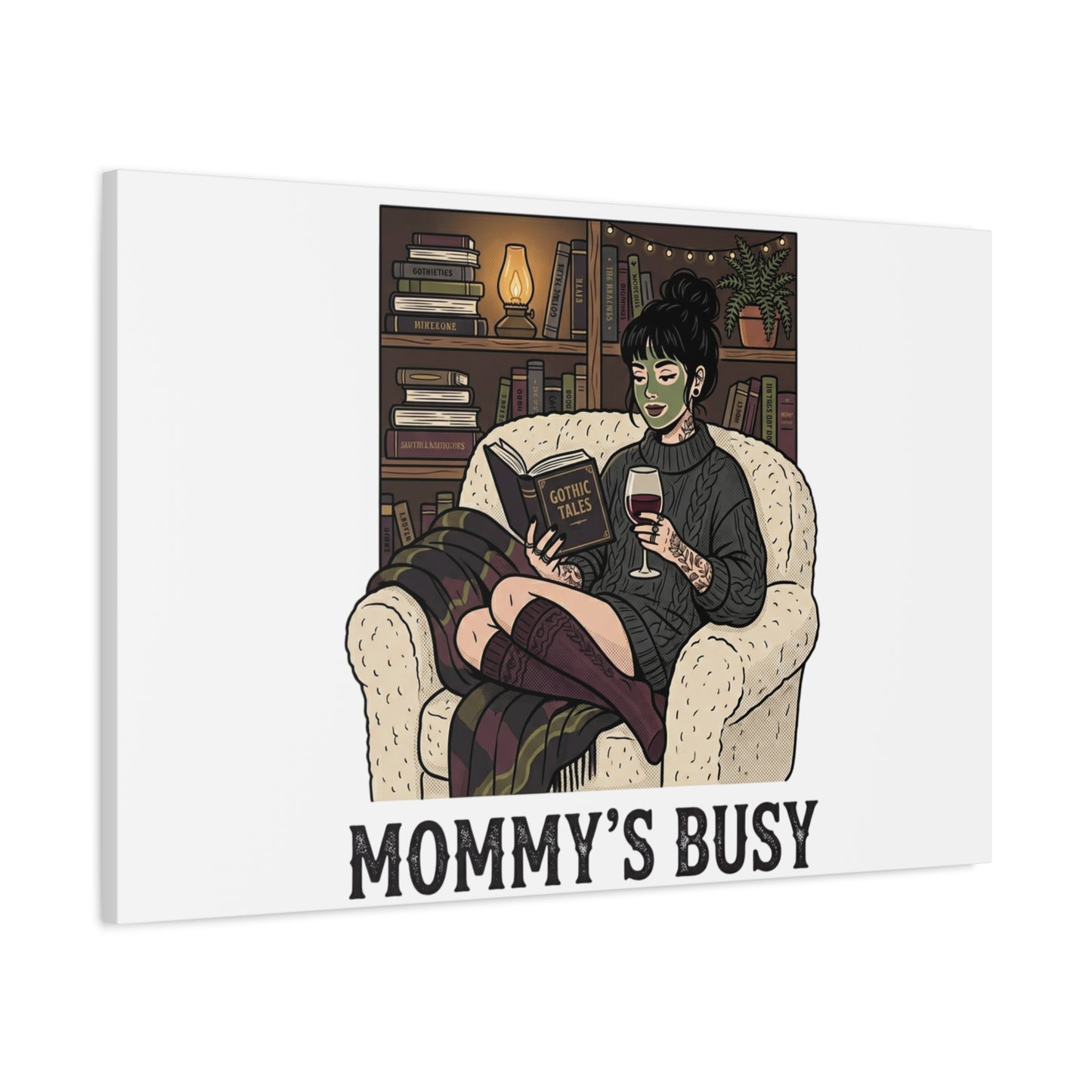 Mommy's Busy Reading Canvas, Book Lover Wall Art | Cozy Reader, Dark Academia