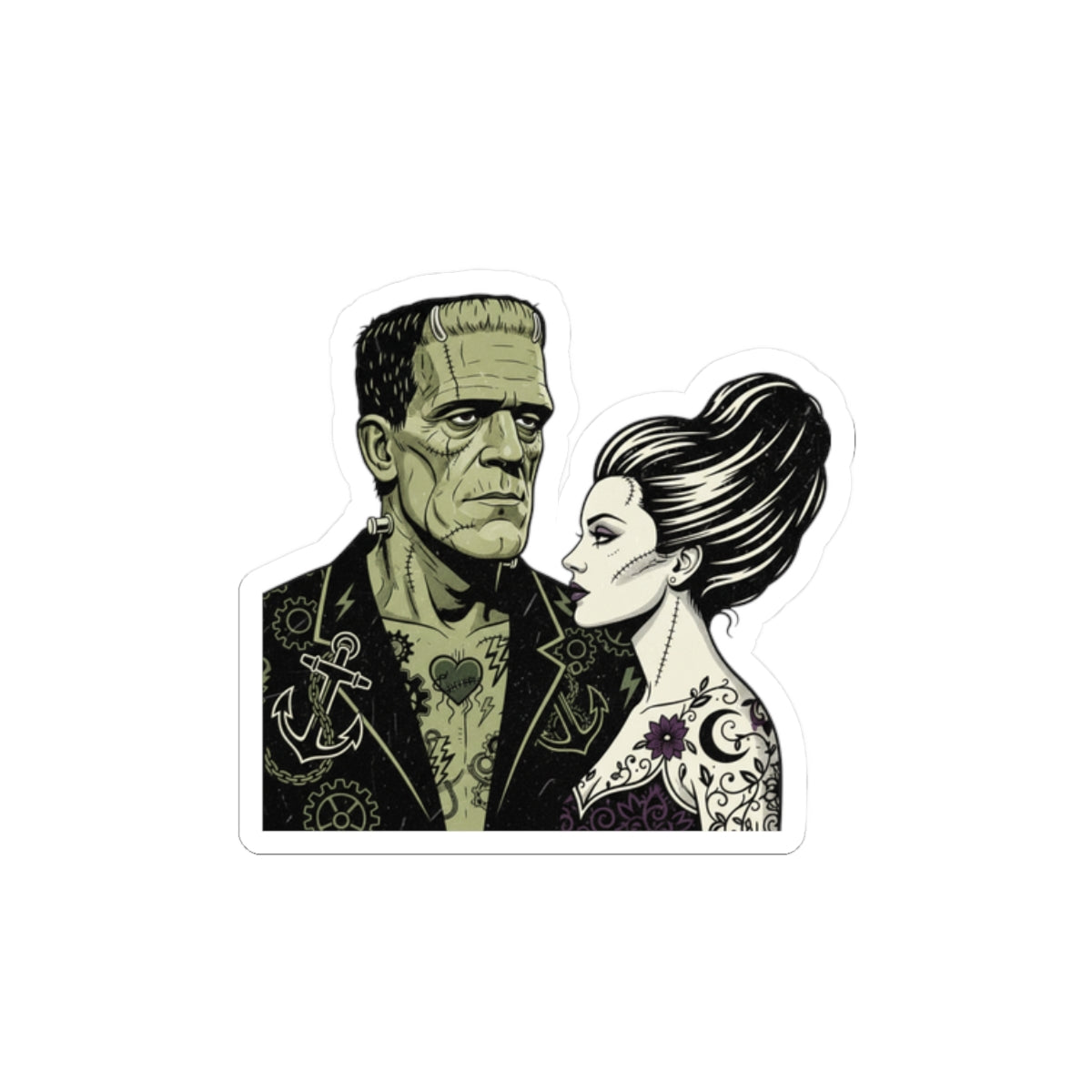 Monster Love Kiss-Cut Stickers | Grunge Revival, 90s Punk Plaid Vibe
