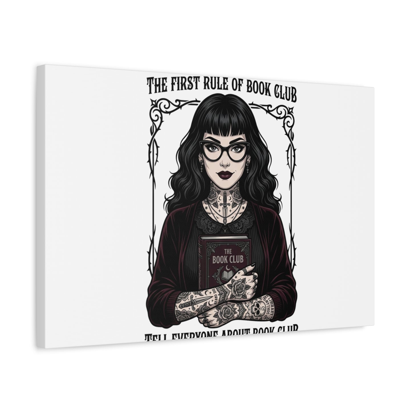 Book Club Rule Canvas | Book Lover, Dark Academia Reading Decor