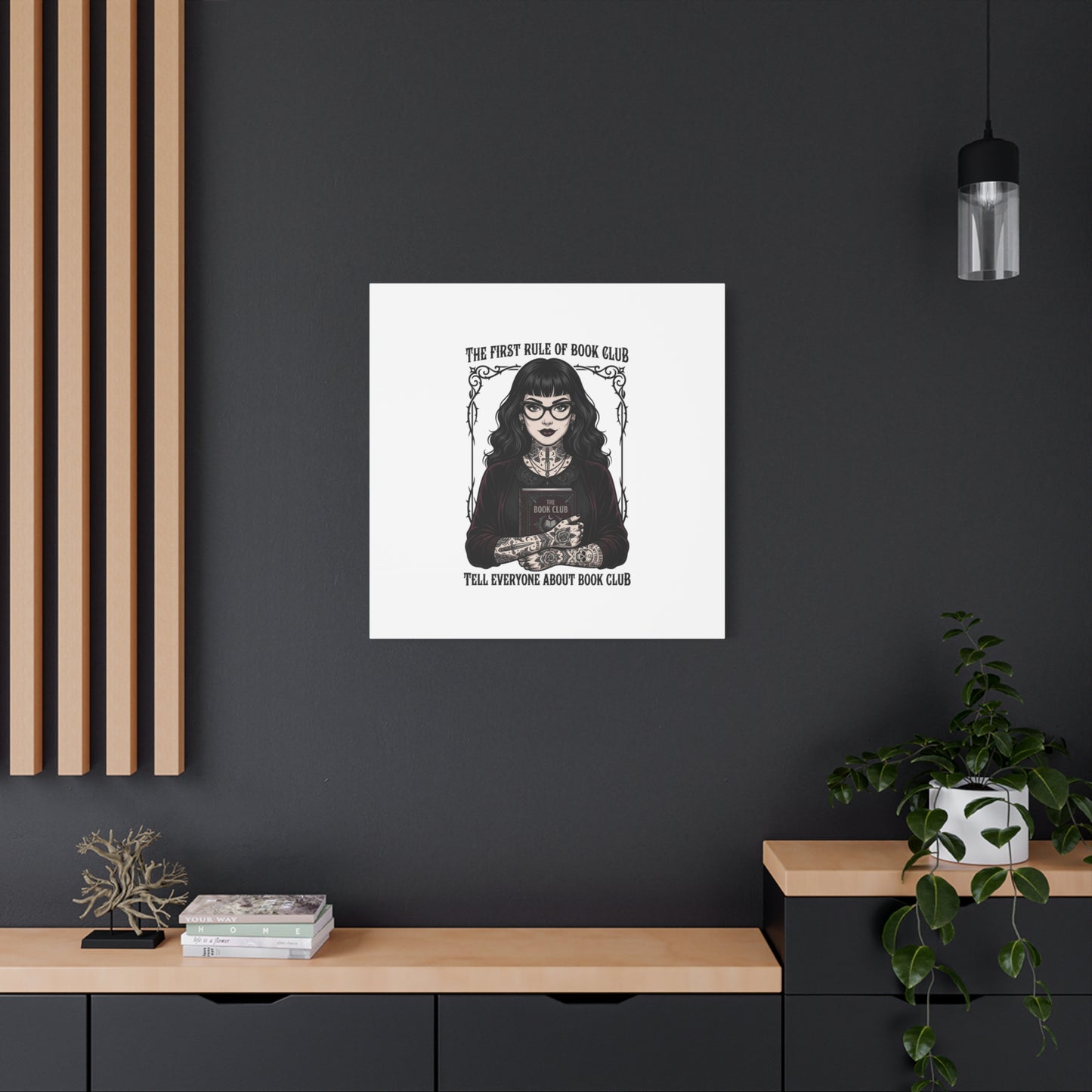 Book Club Rule Canvas | Book Lover, Dark Academia Reading Decor