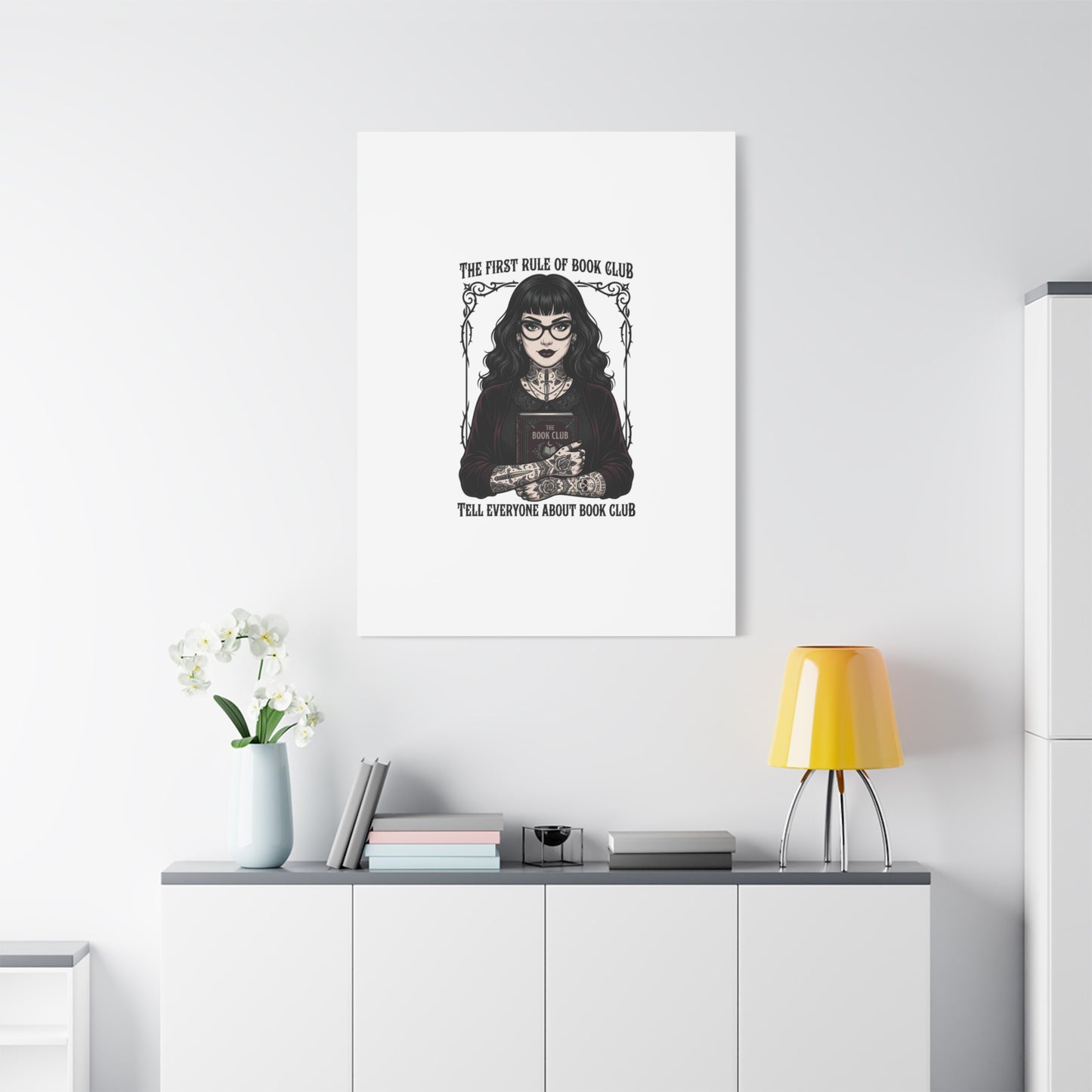 Book Club Rule Canvas | Book Lover, Dark Academia Reading Decor
