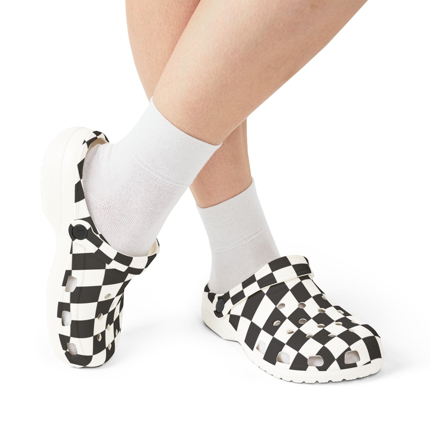 Unisex Checkerboard EVA Clogs - Black & White Slip-On Foam Shoes