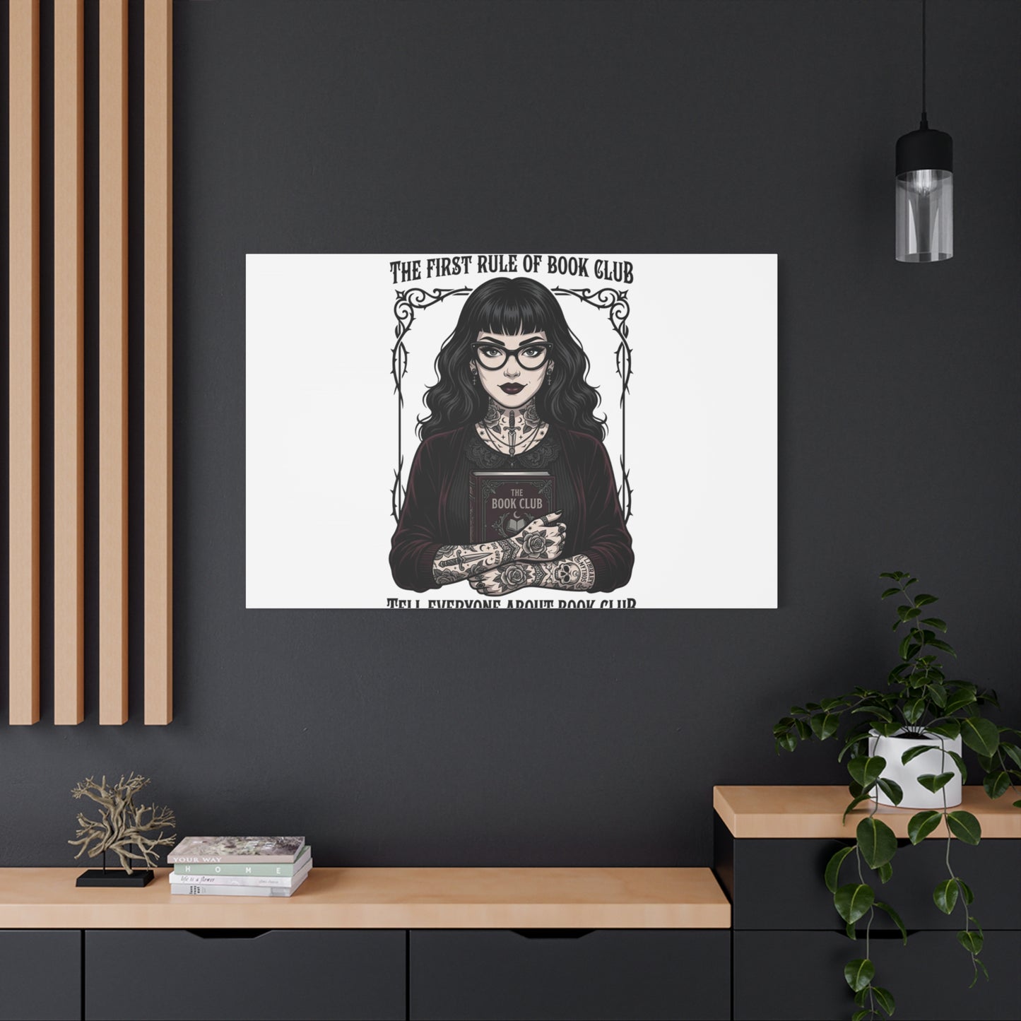 Book Club Rule Canvas | Book Lover, Dark Academia Reading Decor