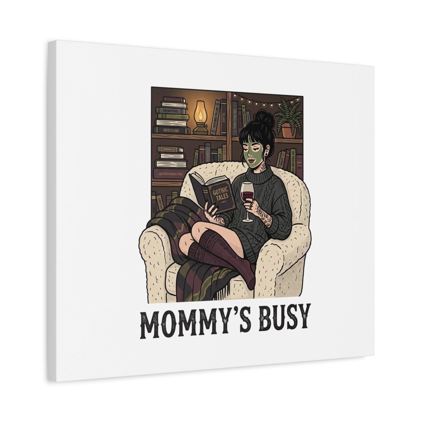 Mommy's Busy Reading Canvas, Book Lover Wall Art | Cozy Reader, Dark Academia