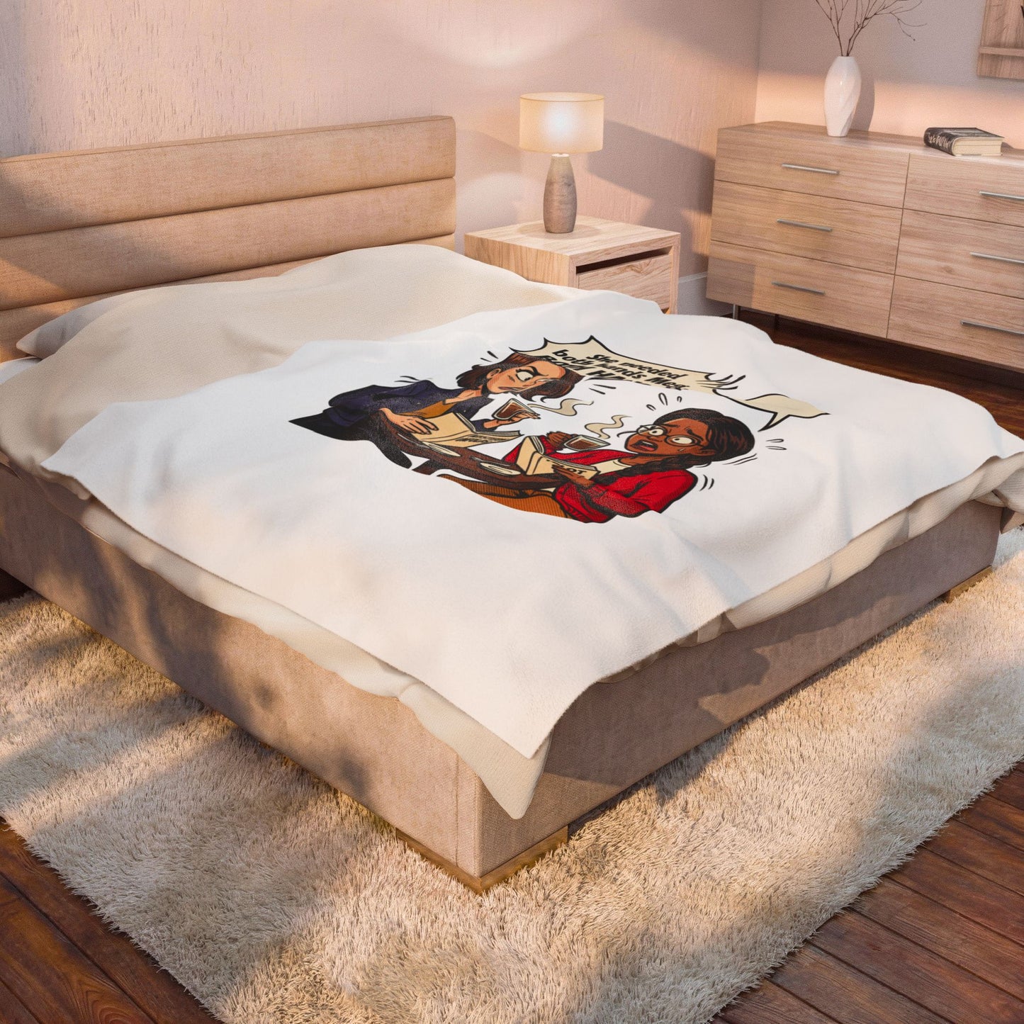 Bookish Comic Quote Velveteen Plush Blanket | Cozy Reader, Library Aesthetic