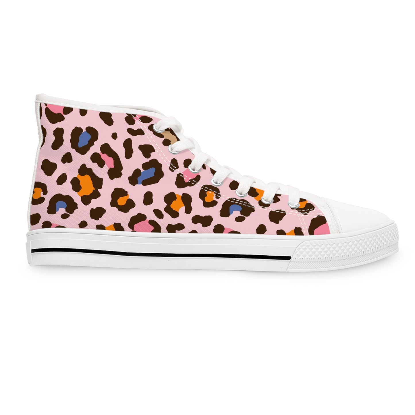 Women's Pretty In Pink High Top Sneakers — Pink Leopard Print Canvas Shoes