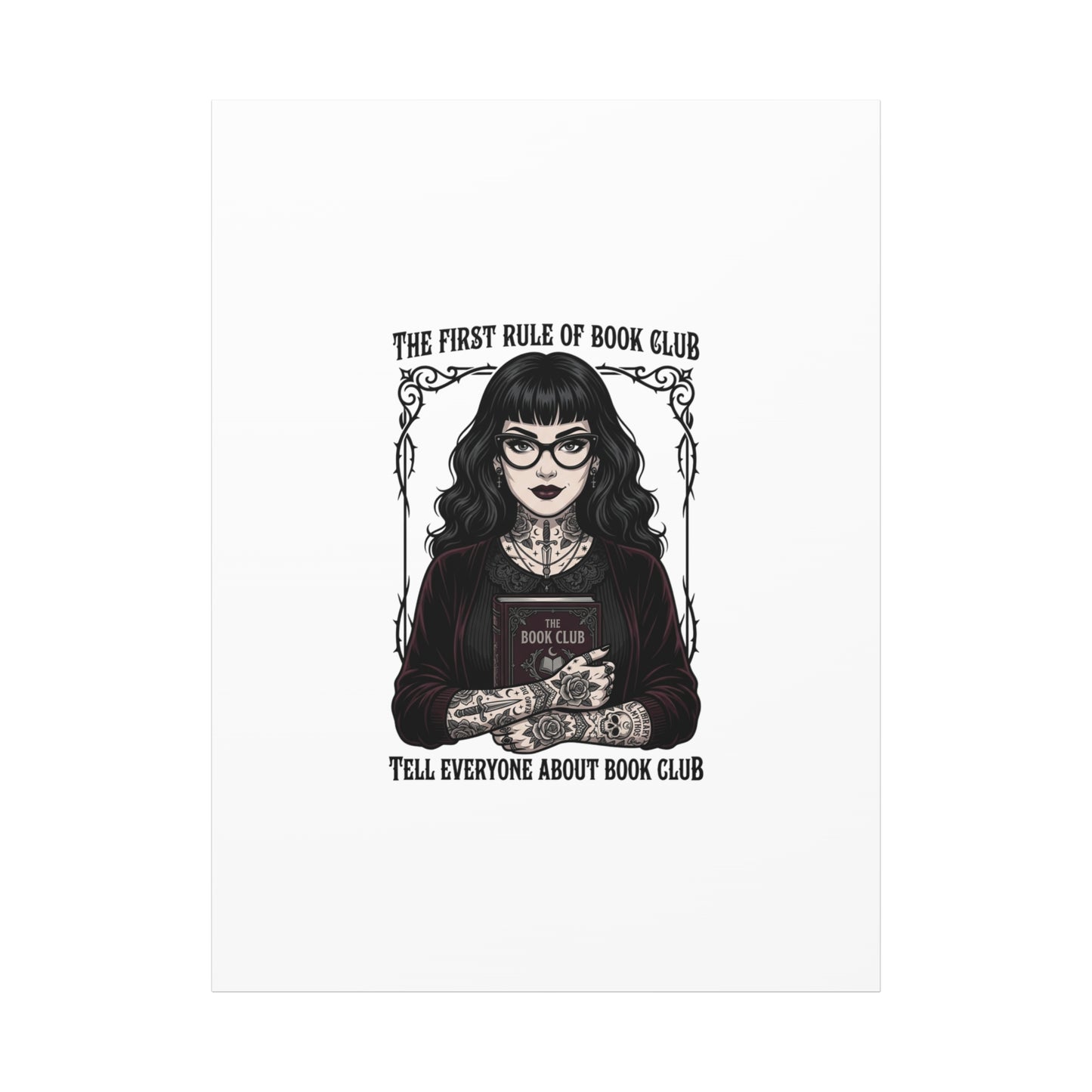 Book Club Rule Canvas | Book Lover, Dark Academia Reading Decor