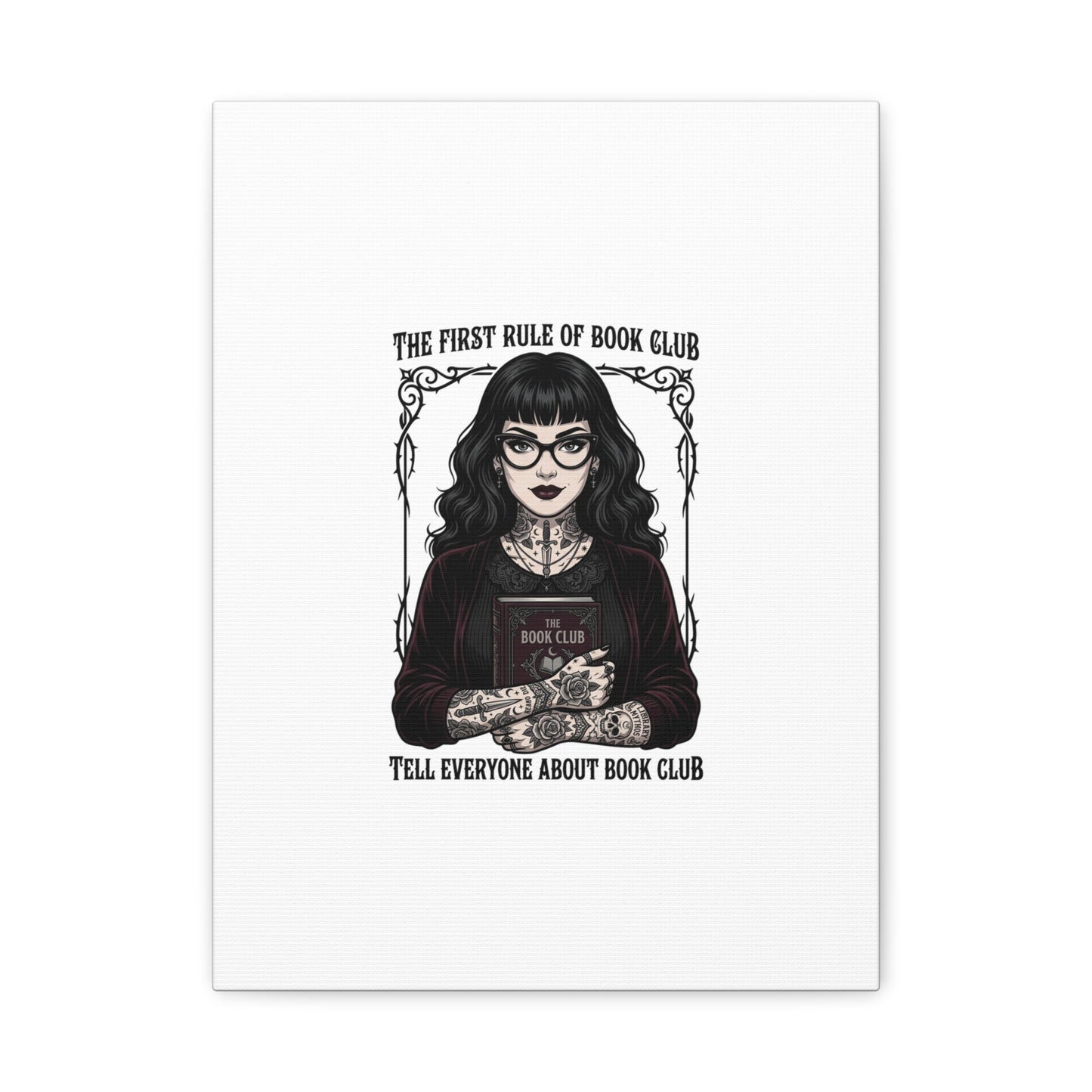 Book Club Rule Canvas | Book Lover, Dark Academia Reading Decor