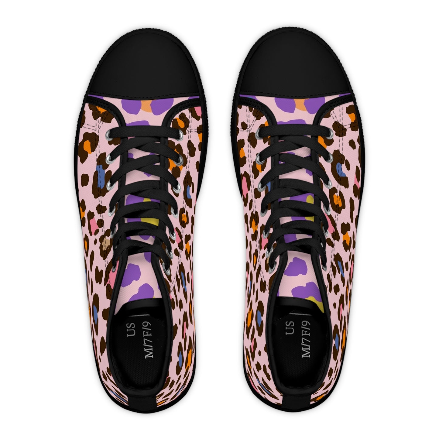Women's Pretty In Pink High Top Sneakers — Pink Leopard Print Canvas Shoes