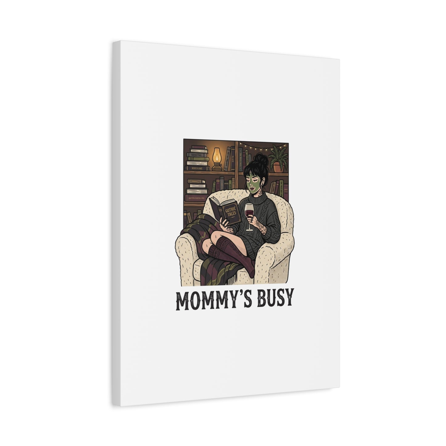 Mommy's Busy Reading Canvas, Book Lover Wall Art | Cozy Reader, Dark Academia