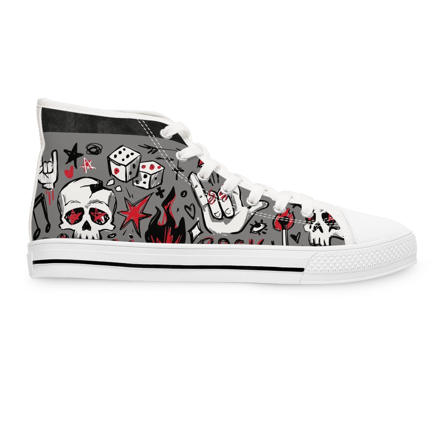 Women's Not A Phase High Top Sneakers — Rock Skull Punk Graphic Canvas Shoes