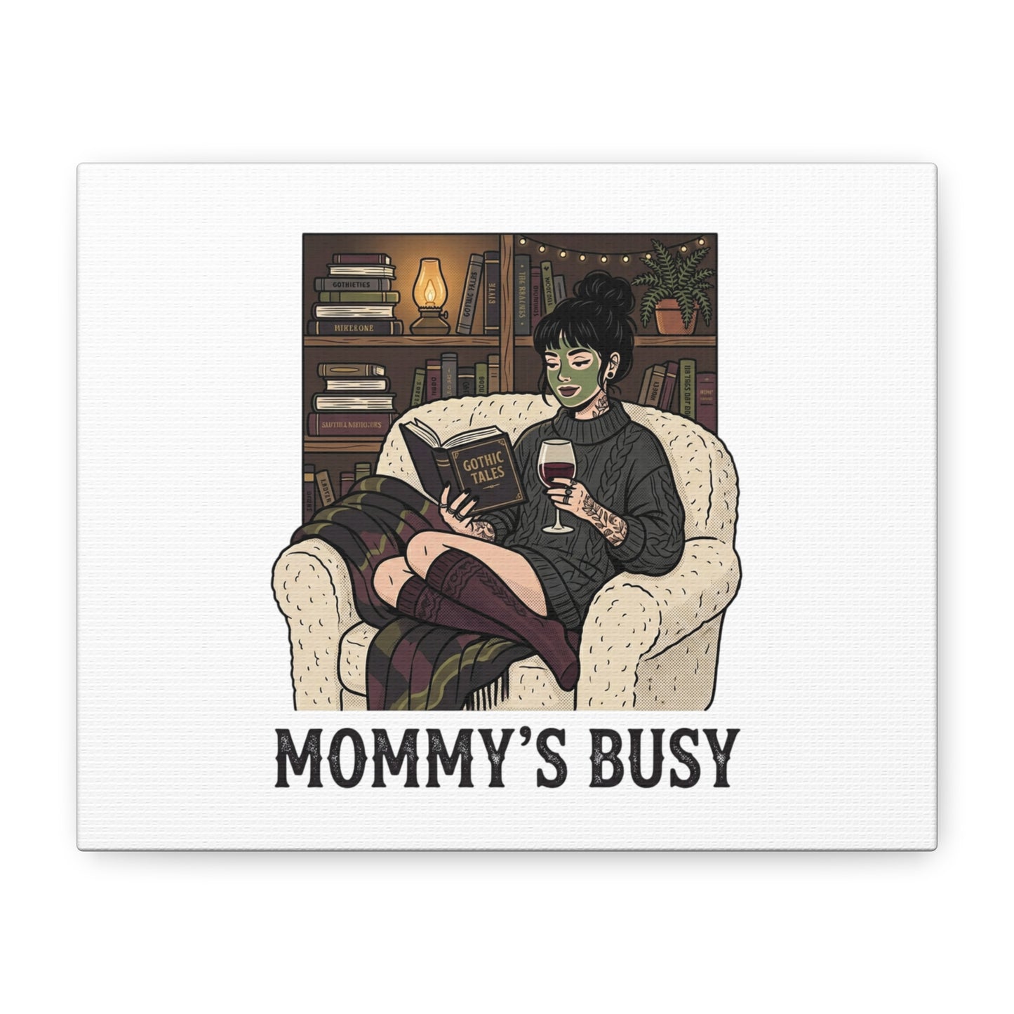 Mommy's Busy Reading Canvas, Book Lover Wall Art | Cozy Reader, Dark Academia