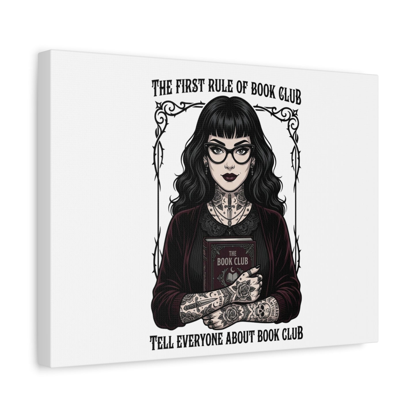 Book Club Rule Canvas | Book Lover, Dark Academia Reading Decor