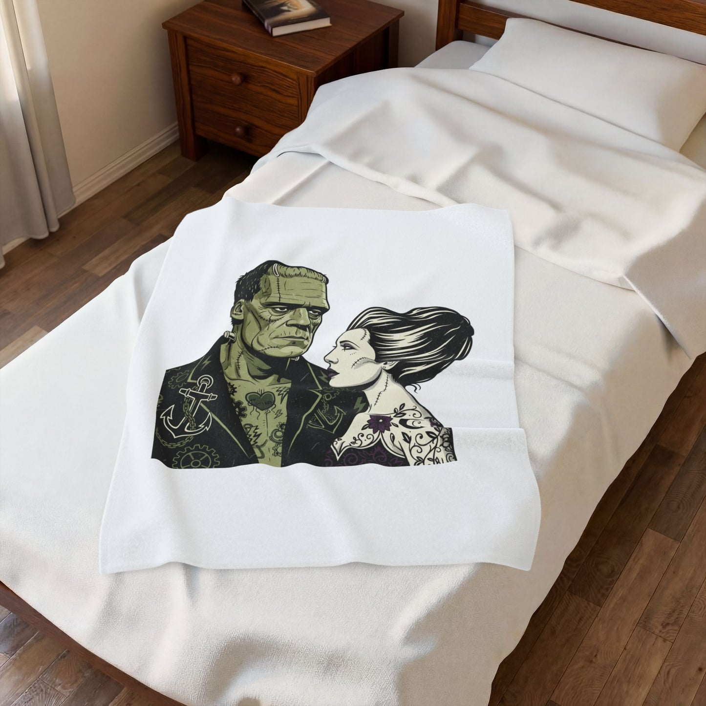 Monster love Plush Blanket | Grunge Plaid Revival, 90s Rock Patchwork