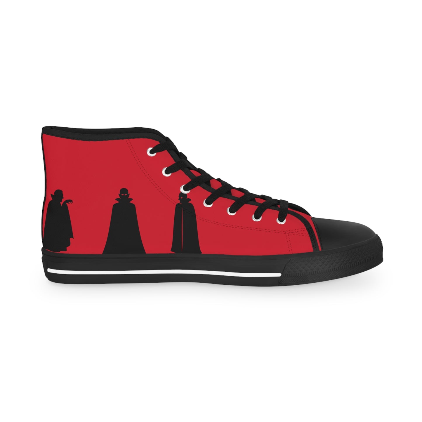 Men's Devil Dandy High Top Sneakers — Red & Black Skate-Style Men's Sneakers with Graphic Side Art
